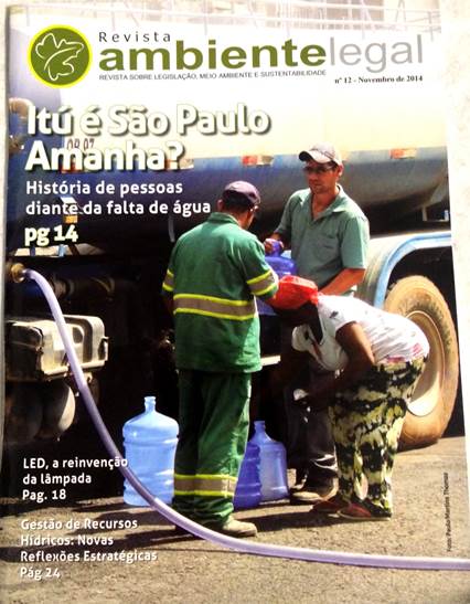 Capa da 12ª edição da versão impressa da Revista Ambiente Legal lançada na FIMAI - Feira Internacional de Meio Ambiente Industrial e Sustentabilidade.
