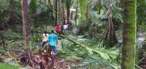 Juruna Uru-Eu-Wau-Wau e sua família dentro da área invadida. Foto: Kanindé