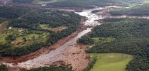 Rio Paraopeba tomado pelos rejeitos de Brumadinho