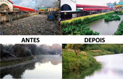 O antes e o depois do Canal Paco e da comunidade local,. após a despoluição.