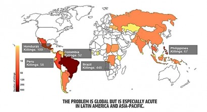 Mapa dos crimes ambientas da ONG Global Witness