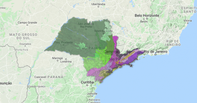 Unidades morfológicas do relevo do Estado de São Paulo apresentadas pelo Webmap – Foto: Reprodução