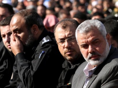 Líderes do Hamas na faixa de Gaza - Ismail Haniyeh e Musa Abu Marzuk