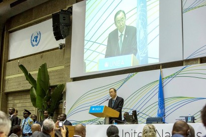 O secretário-geral das Nações Unidas, Ban Ki-moon, em seu discurso de encerramento na UNEA.